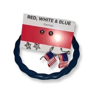 USA earrings, American Flag, Red White & Blue, blue bangle bracelet